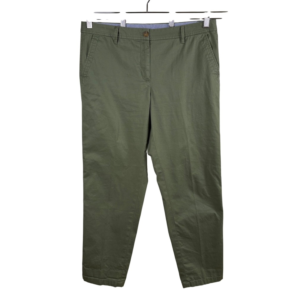 Talbots Relaxed Chino Pants Women's 10 Olive Green Cotton Blend Stretch Classic